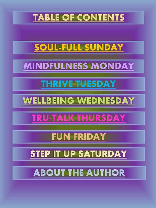 Table of Contents 7 Daily Thoughts & Mantras 4 Mindfulness Week 4. Reduce stress, anxiety, gain mindfulness and personal growth