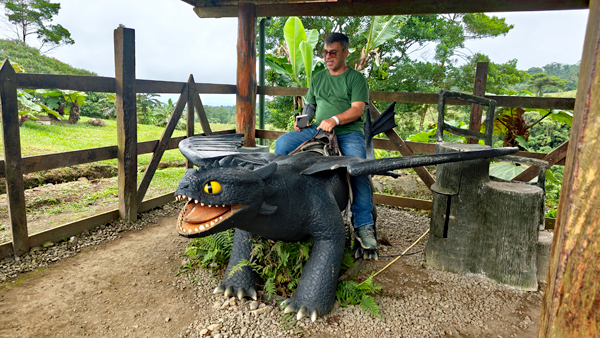 Costa Rica Hello Again: Dinoland. Jacquie's Mindfulness Musings Blog. Frank on the dragon