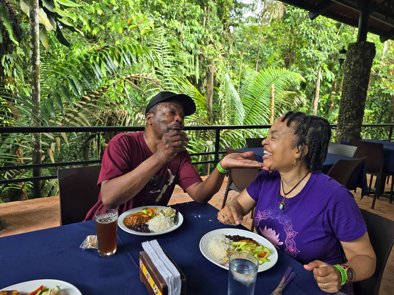 Fun at the buffet with me and Sly. Costa Rica Hello Again: Braulio Carrillo National Park. Jacquie's Mindfulness Musings Blog